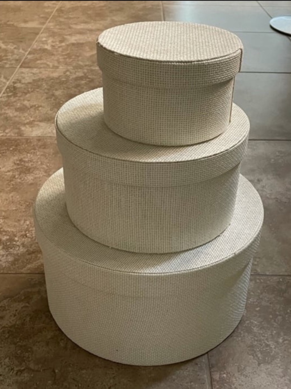 Neutral Cream Round Storage Boxes - Set of 3